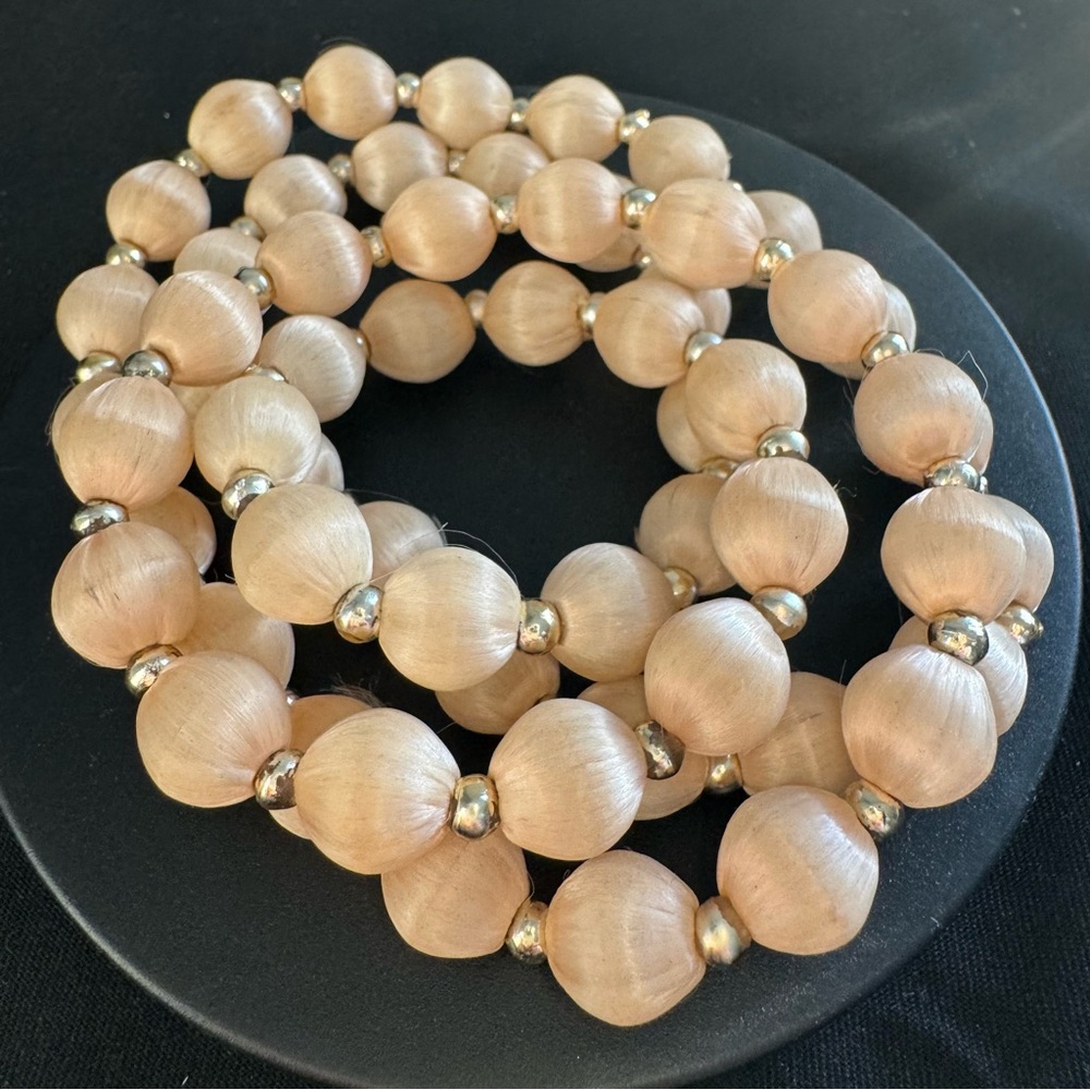 Vintage Silk Wrapped Bead Necklace